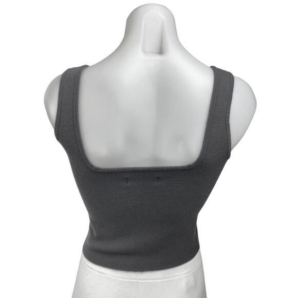 Abercrombie & Fitch Soft Gray Knit Sleeveless Cami Camisole Tank Crop Top Size S - Picture 2 of 4